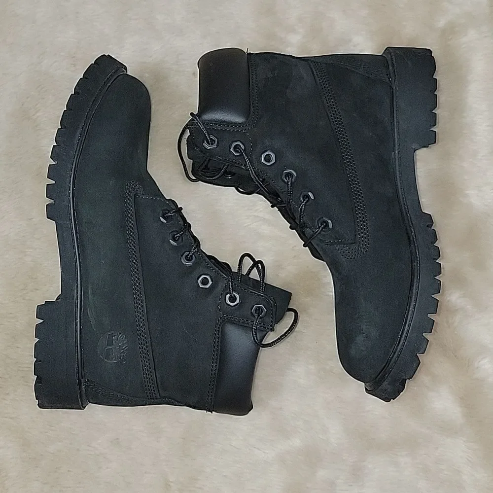 **HOST PICK** TIMBERLAND KIDS' 6” BLACK PREMIUM WATERPROOF CASUAL BOOTS, SIZE 5